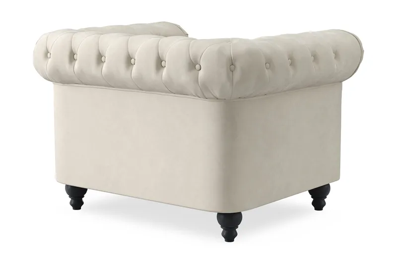 Chesterfield Lyx Stor skön djup sammetsfåtölj - Fåtölj till vardagsrum - Beige Sammet - Möbler - Vardagsrum - Fåtöljer - Chesterfield fåtölj