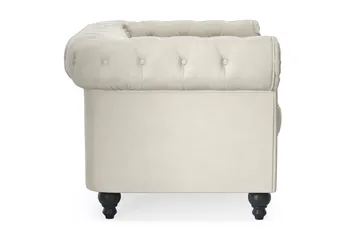 Chesterfield Lyx Stor skön djup sammetsfåtölj - Fåtölj till vardagsrum - Beige - Möbler - Vardagsrum - Fåtöljer - Chesterfield fåtölj
