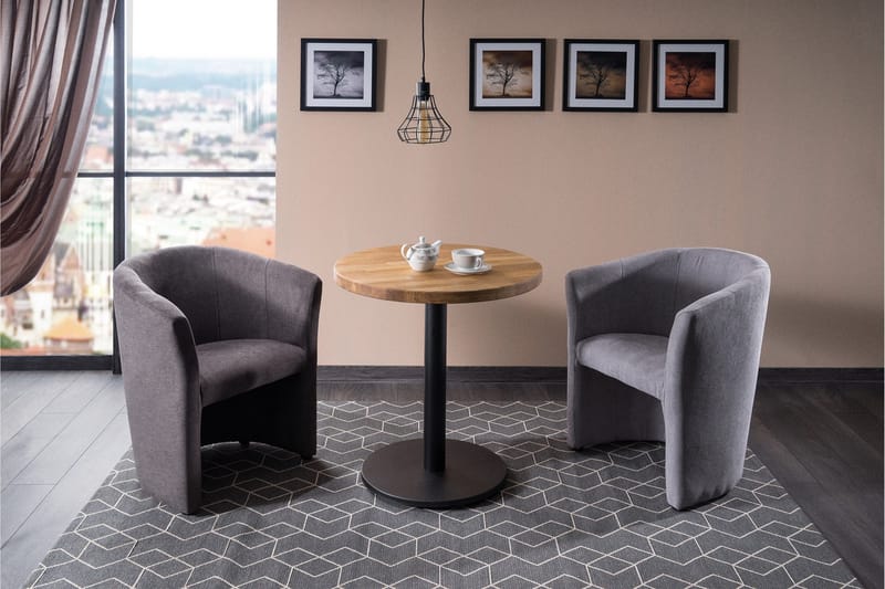 Jermuk Clubfåtölj - Grå/Bokträ - Möbler - Vardagsrum - Fåtöljer - Clubfåtöljer