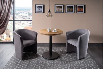 Jermuk Clubfåtölj - Grå/Bokträ - Möbler - Vardagsrum - Fåtöljer - Clubfåtöljer