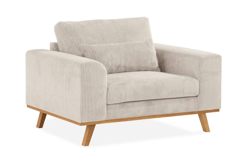 Copenhagen Fåtölj i Manchester med Träben - Beige - Möbler - Vardagsrum - Fåtöljer