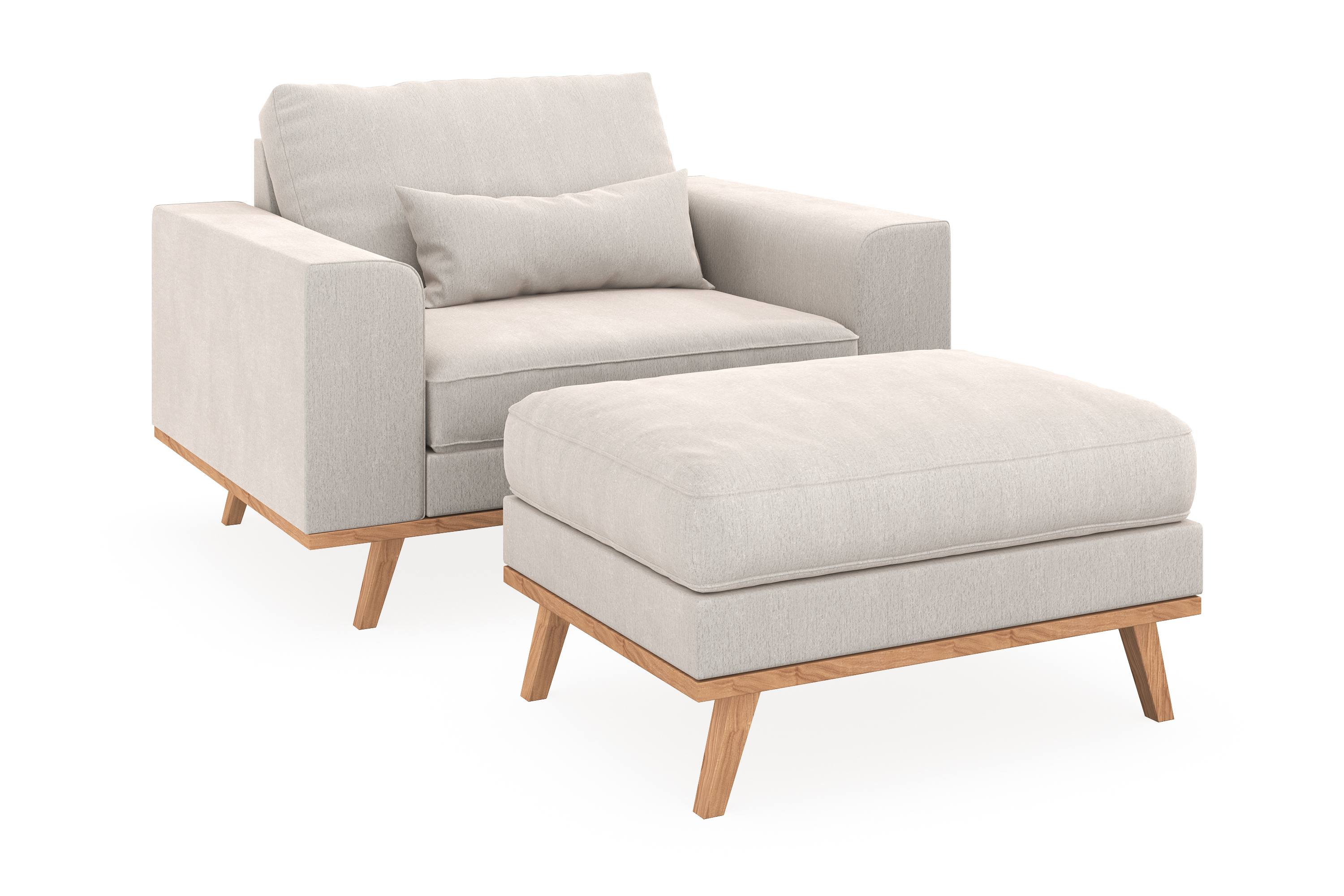 copenhagen fåtölj med fotpall - krämvit