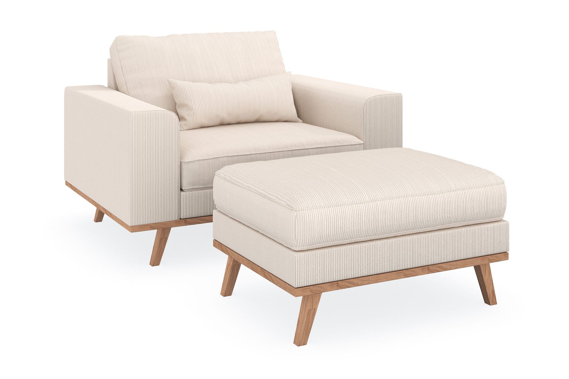 copenhagen fåtölj med fotpall - ljusbeige