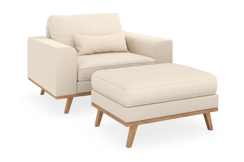 Copenhagen Fåtölj med fotpall - Ljusbeige - Möbler - Vardagsrum - Fåtöljer - Fåtölj med fotpall