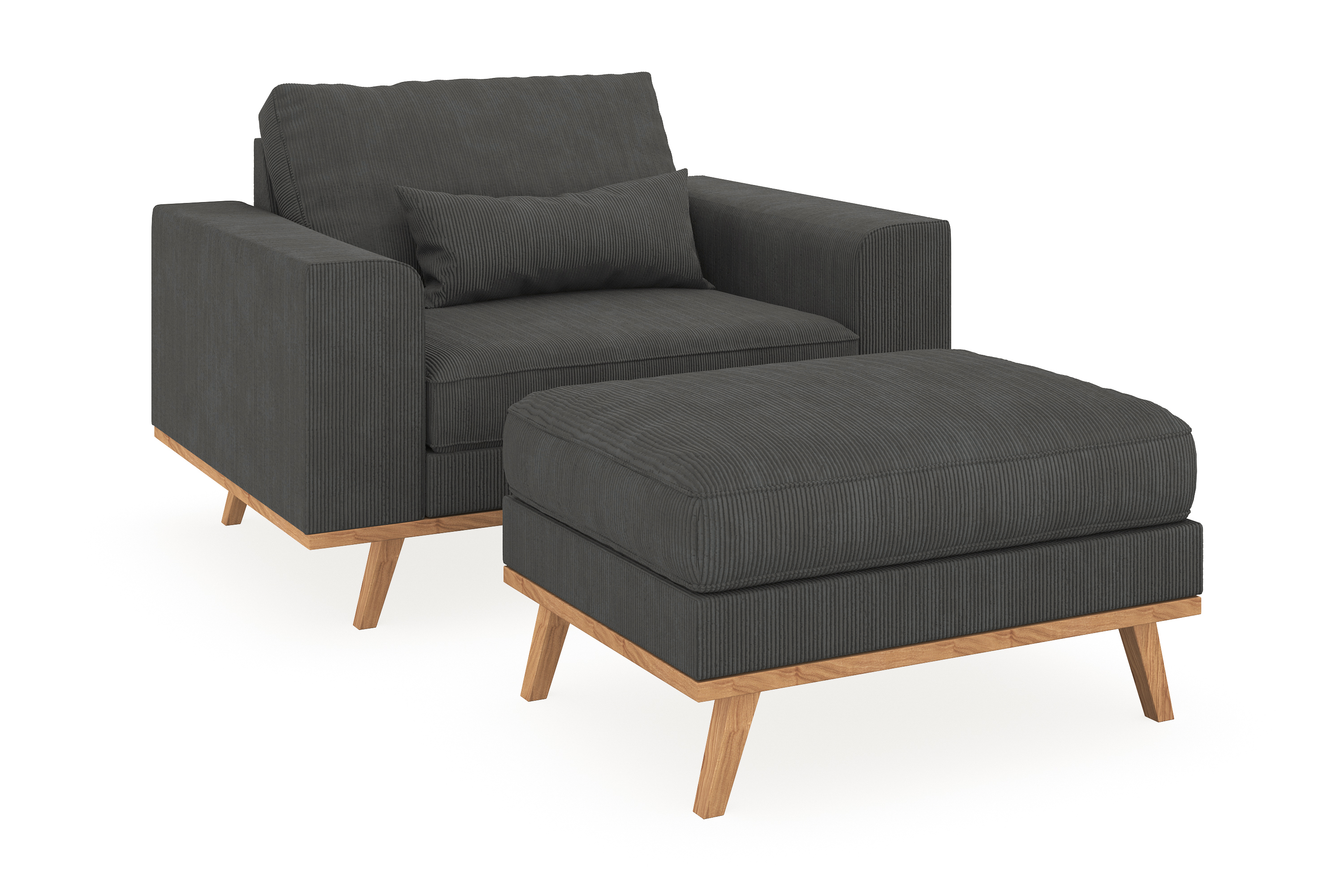 copenhagen fåtölj med fotpall - mörkgrå