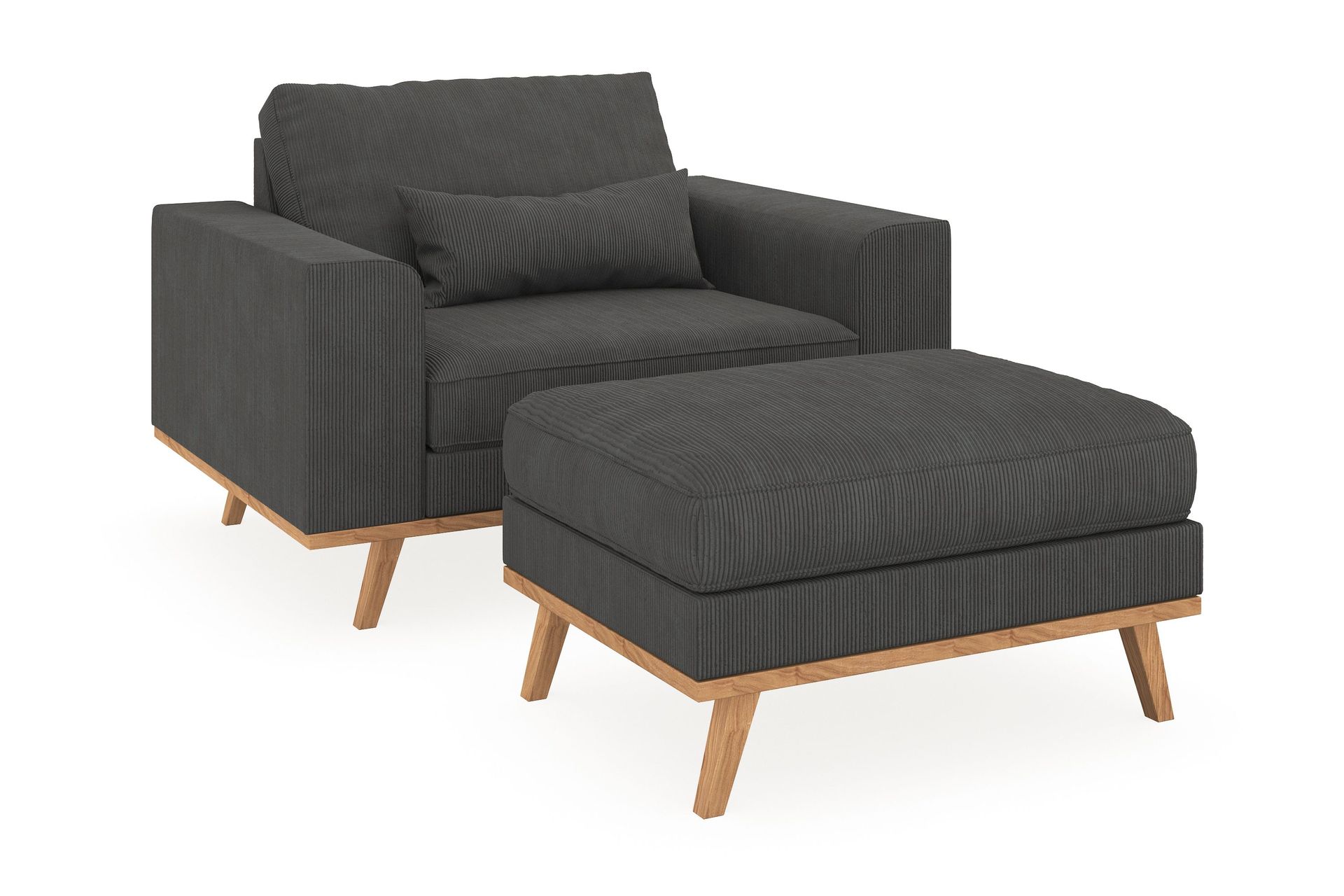 copenhagen fåtölj med fotpall - mörkgrå