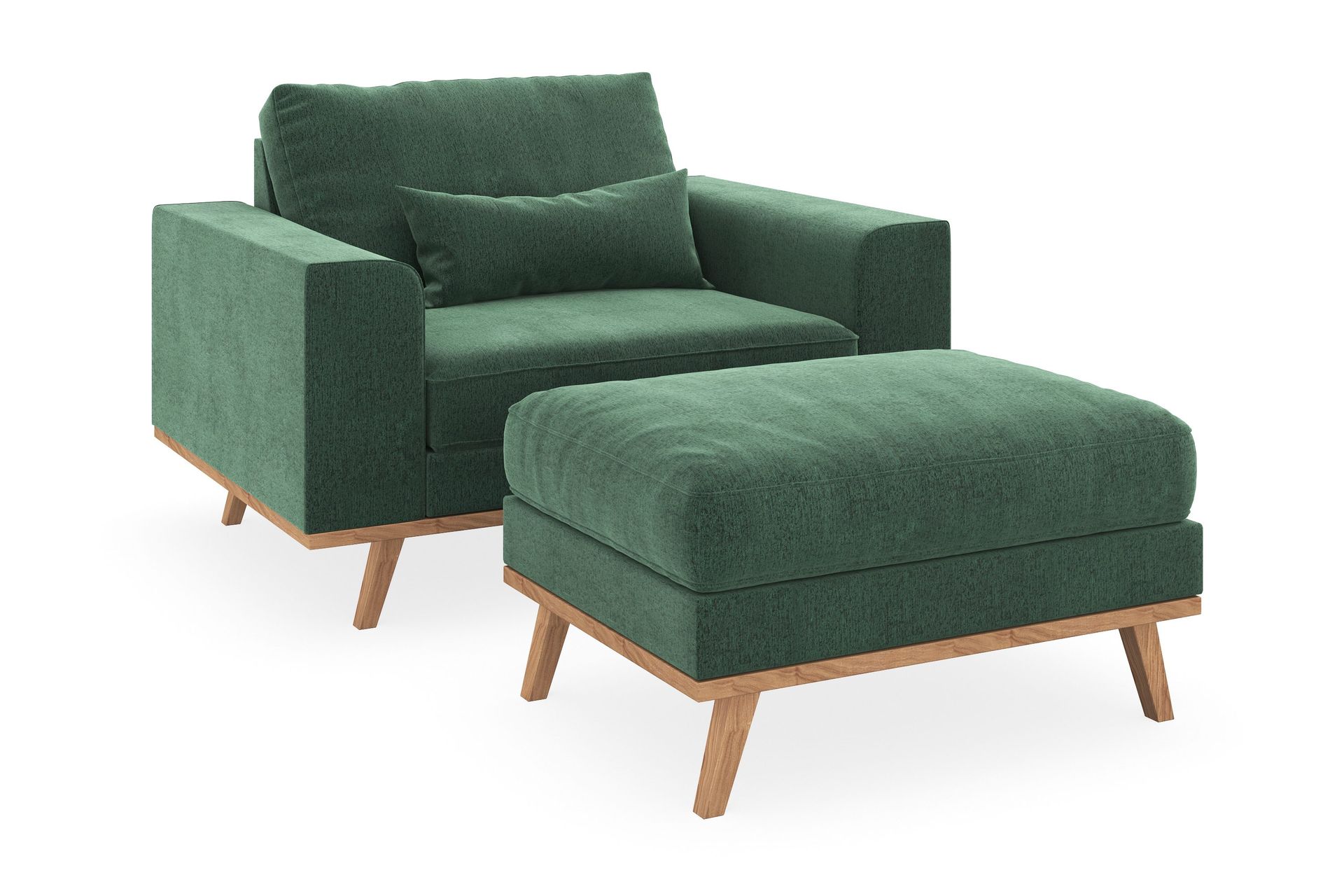 Copenhagen F&aring;t&ouml;lj med fotpall - M&ouml;rkgr&ouml;n