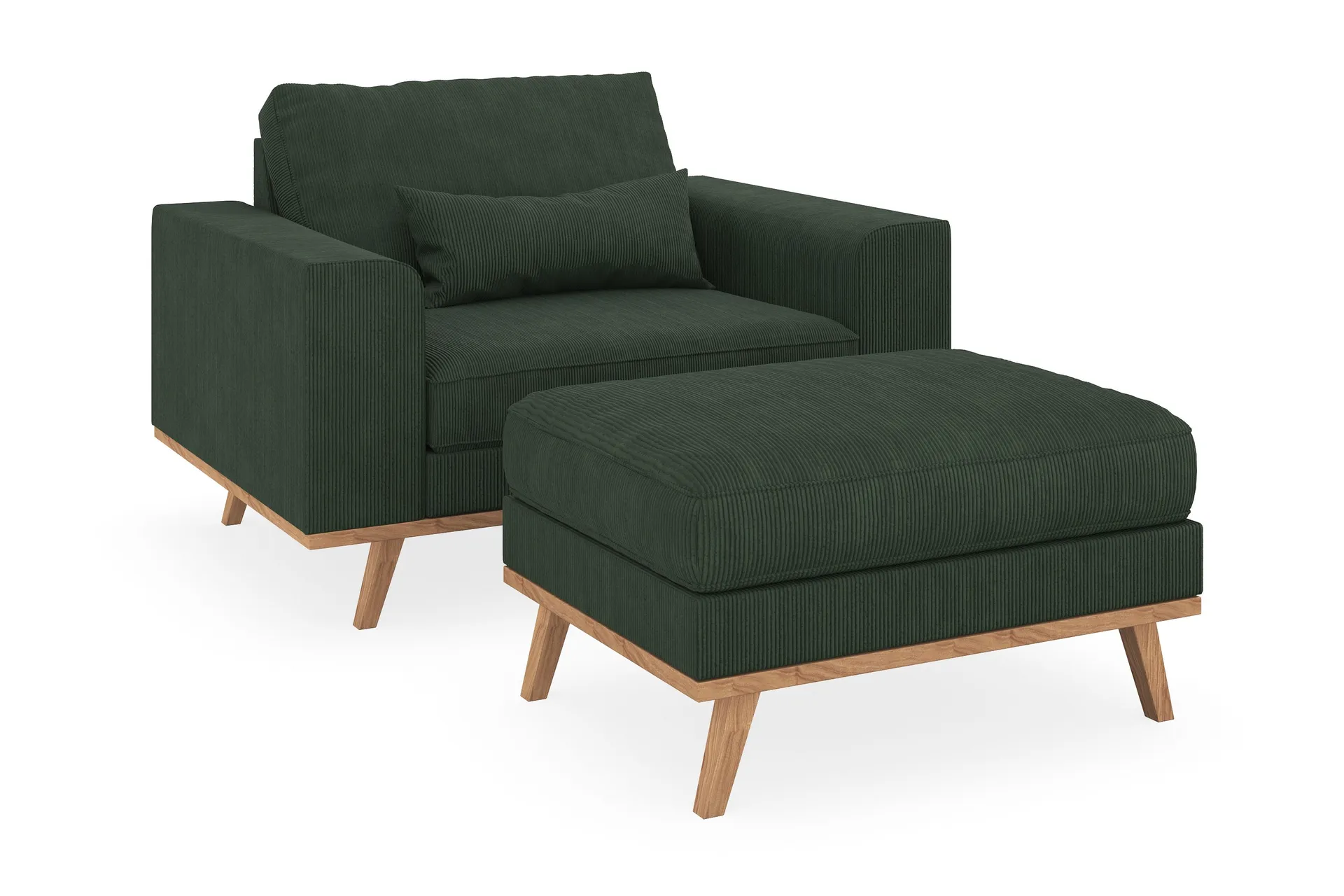 copenhagen fåtölj med fotpall - mörkgrön