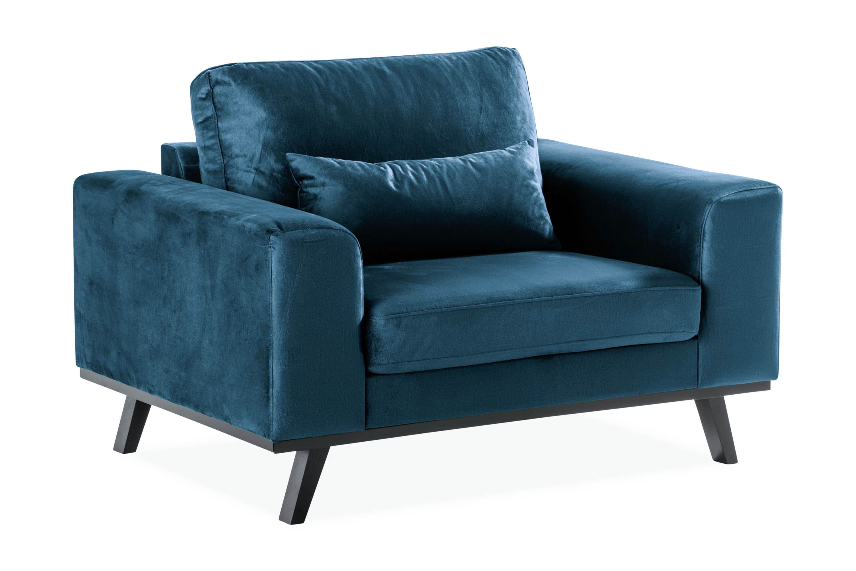 copenhagen sammetsfåtölj - blå