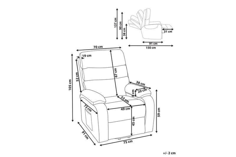 Elektrisk reclinerfåtölj Rise Beige - Beige - Möbler - Vardagsrum - Fåtöljer - Liggfåtöljer