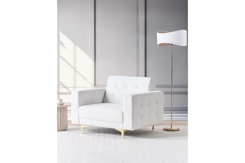 Fåtölj Aberdeen - Vitt, guld - Möbler - Vardagsrum - Fåtöljer