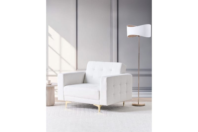 Fåtölj Aberdeen - Vitt, guld - Möbler - Vardagsrum - Fåtöljer