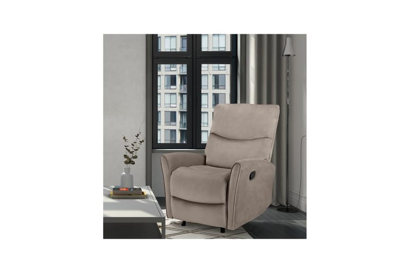 Fåtölj Chesley Taupe, Sammet/Metall/Trä - Taupe, Sammet/Metall/Trä - Möbler - Vardagsrum - Fåtöljer - Liggfåtöljer