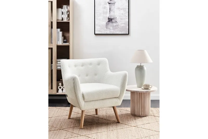 Fåtölj Drammen Vit/ljust trä - Vit/ljust trä - Möbler - Vardagsrum - Fåtöljer - Clubfåtöljer