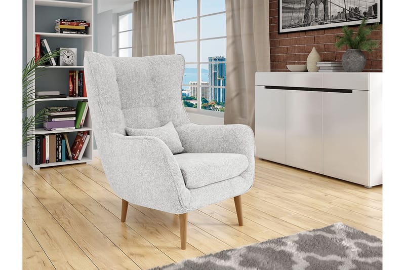 Fåtölj - Grå - Möbler - Vardagsrum - Fåtöljer - Sammetsfåtölj