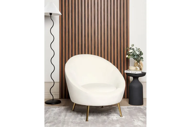 Fåtölj Langa - Vitt, guld - Möbler - Vardagsrum - Fåtöljer - Clubfåtöljer