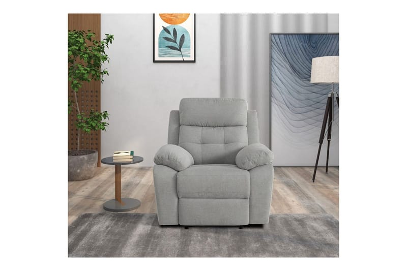 Fåtölj Lannilis Ljusgrå, Tyg/Trä/Metall, Manuell vilstol - Ljusgrå, Tyg/Trä/Metall, Manuell vilstol - Möbler - Vardagsrum - Fåtöljer - Biofåtöljer & reclinerfåtöljer