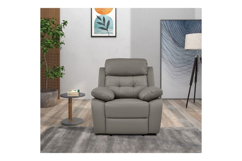 Fåtölj Lannilis Ljusgrå, PU/trä/metall, Manuell vilstol - Ljusgrå, PU/trä/metall, Manuell vilstol - Möbler - Vardagsrum - Fåtöljer - Biofåtöljer & reclinerfåtöljer