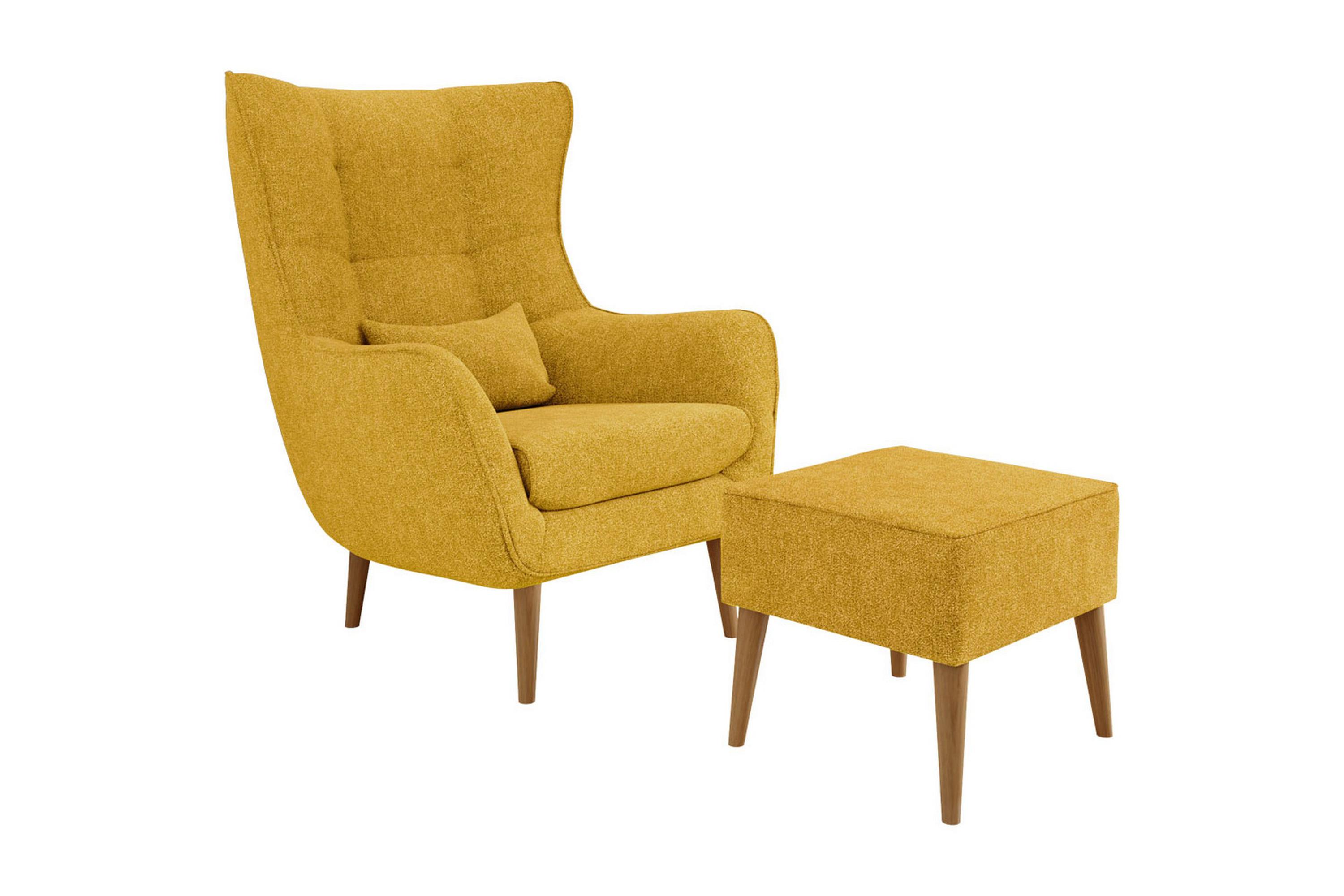 fåtölj lord med fotpall gul - gul