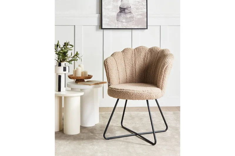 Fåtölj Lovelock - Beige, svart/Bouclé - Möbler - Vardagsrum - Fåtöljer - Fåtölj utan armstöd