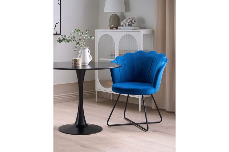 Fåtölj Lovelock - Blå, Svart/Sammet - Möbler - Vardagsrum - Fåtöljer - Fåtölj utan armstöd
