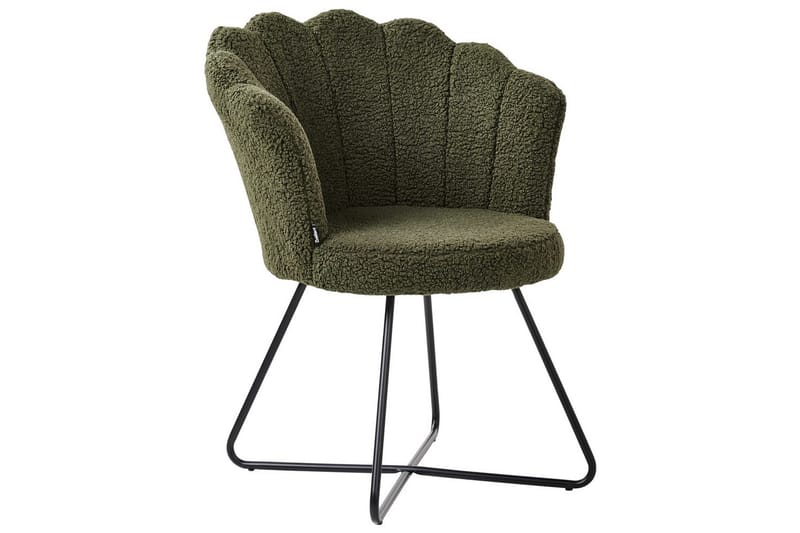 Fåtölj Lovelock - Mörkgrön, Svart/Bouclé - Möbler - Vardagsrum - Fåtöljer - Fåtölj utan armstöd