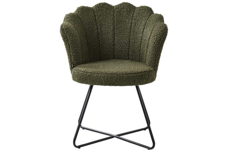 Fåtölj Lovelock - Mörkgrön, Svart/Bouclé - Möbler - Vardagsrum - Fåtöljer - Fåtölj utan armstöd