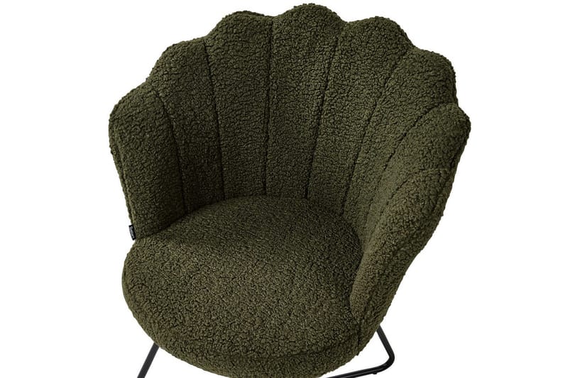 Fåtölj Lovelock - Mörkgrön, Svart/Bouclé - Möbler - Vardagsrum - Fåtöljer - Fåtölj utan armstöd