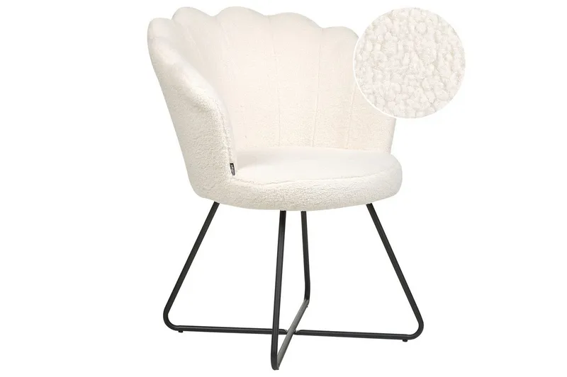 Fåtölj Lovelock, Vit, Svart/Bouclé
