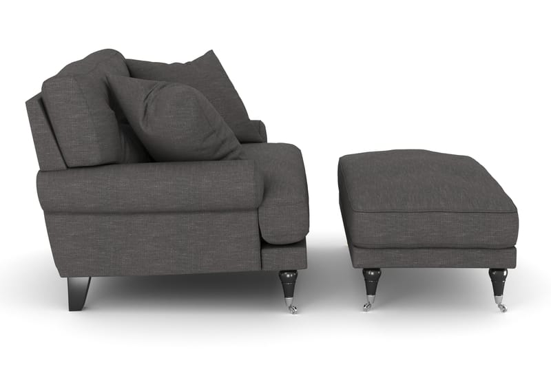 Andrew Fåtölj med Fotpall - Mörkgrå/Krom - Möbler - Vardagsrum - Fåtöljer - Fåtölj med fotpall