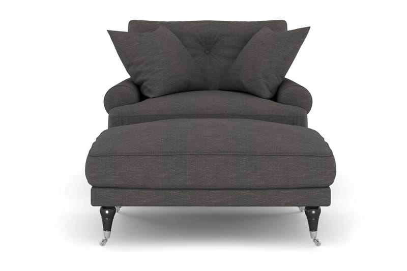 Andrew Fåtölj med Fotpall - Mörkgrå/Krom - Möbler - Vardagsrum - Fåtöljer - Fåtölj med fotpall