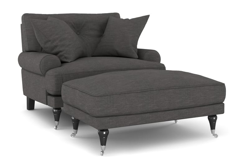 Andrew Fåtölj med Fotpall - Mörkgrå/Krom - Möbler - Vardagsrum - Fåtöljer - Fåtölj med fotpall