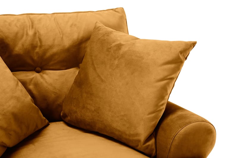 Andrew Fåtölj med Fotpall Sammet - Amber/Mässing - Möbler - Vardagsrum - Fåtöljer - Sammetsfåtölj