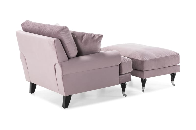Andrew Fåtölj med Fotpall Sammet - Lila/Krom - Möbler - Vardagsrum - Fåtöljer - Sammetsfåtölj