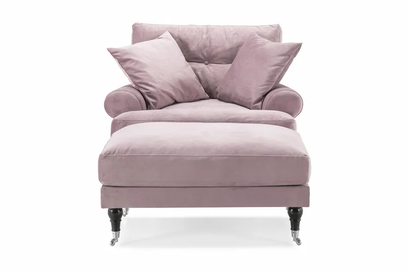 Andrew Fåtölj med Fotpall Sammet - Lila/Krom - Möbler - Vardagsrum - Fåtöljer - Sammetsfåtölj
