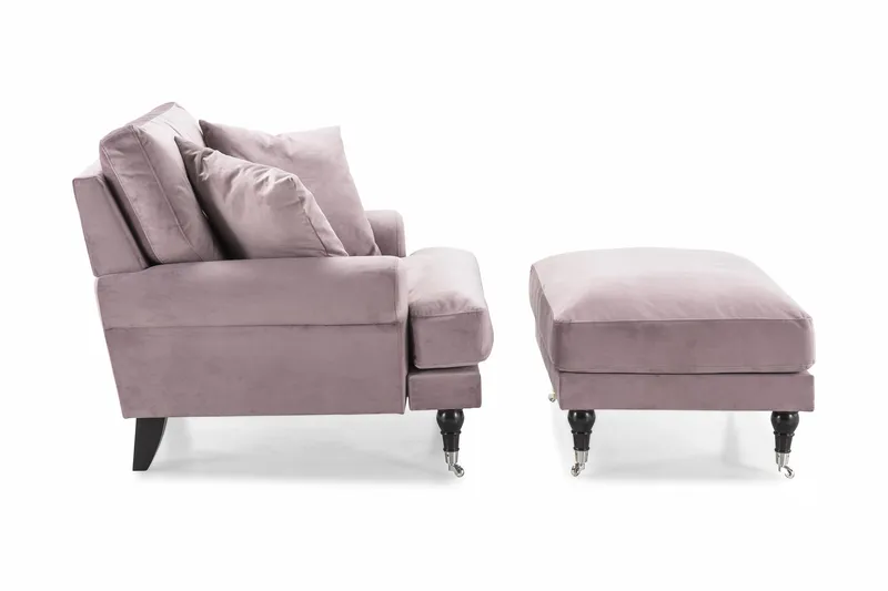 Andrew Fåtölj med Fotpall Sammet - Lila/Krom - Möbler - Vardagsrum - Fåtöljer - Sammetsfåtölj