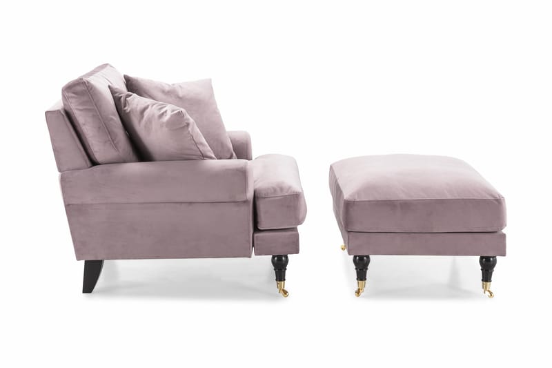 Andrew Fåtölj med Fotpall Sammet - Lila/Mässing - Möbler - Vardagsrum - Fåtöljer - Sammetsfåtölj