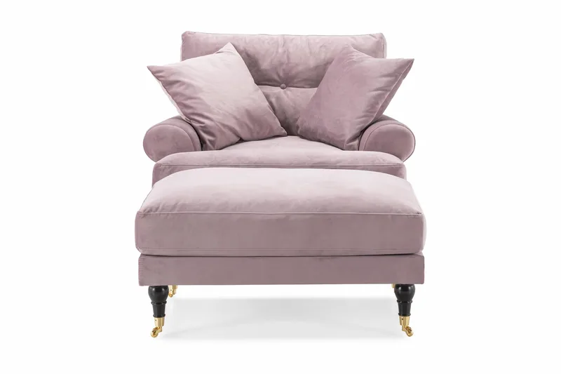 Andrew Fåtölj med Fotpall Sammet - Lila/Mässing - Möbler - Vardagsrum - Fåtöljer - Sammetsfåtölj