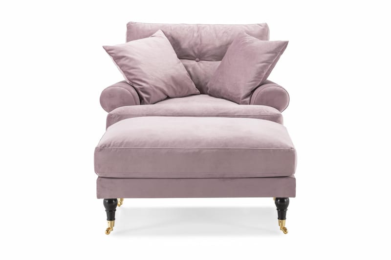 Andrew Fåtölj med Fotpall Sammet - Lila/Mässing - Möbler - Vardagsrum - Fåtöljer - Sammetsfåtölj