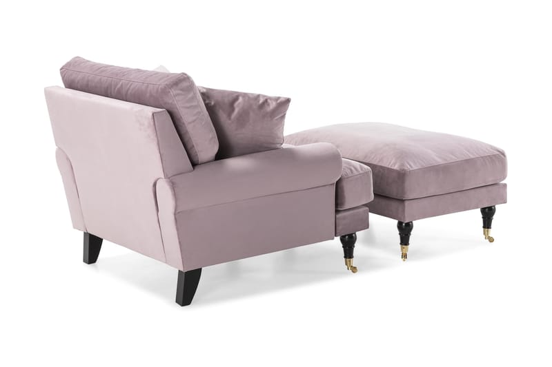 Andrew Fåtölj med Fotpall Sammet - Lila/Mässing - Möbler - Vardagsrum - Fåtöljer - Sammetsfåtölj
