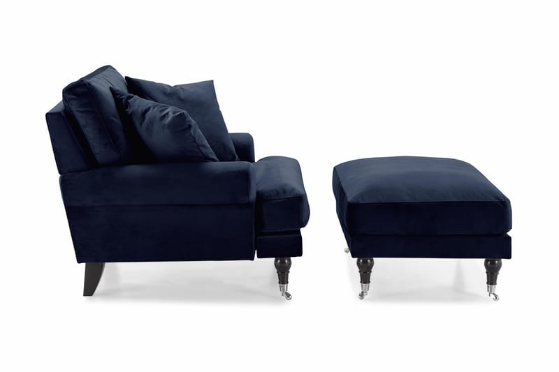 Andrew Fåtölj med Fotpall Sammet - Midnattsblå/Krom - Möbler - Vardagsrum - Fåtöljer - Sammetsfåtölj