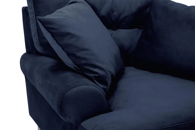 Andrew Fåtölj med Fotpall Sammet - Midnattsblå/Krom - Möbler - Vardagsrum - Fåtöljer - Sammetsfåtölj