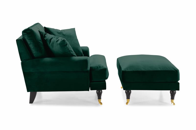 Andrew Fåtölj med Fotpall Sammet - Mörkgrön/Mässing - Möbler - Vardagsrum - Fåtöljer - Sammetsfåtölj