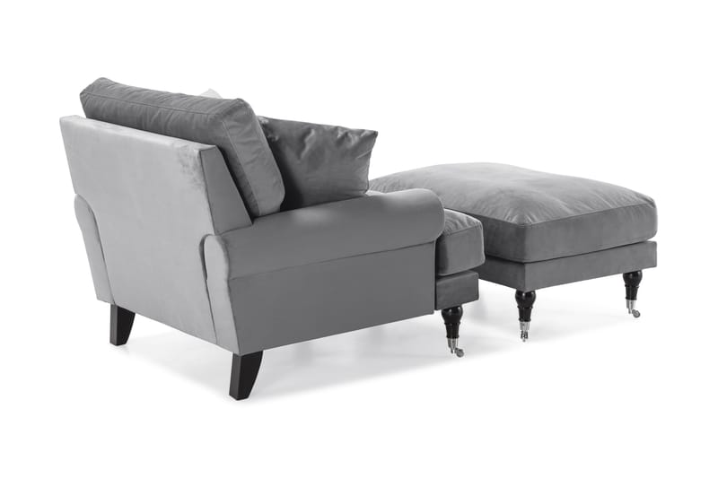 Andrew Fåtölj med Fotpall Sammet - Silvergrå/Krom - Möbler - Vardagsrum - Fåtöljer - Sammetsfåtölj