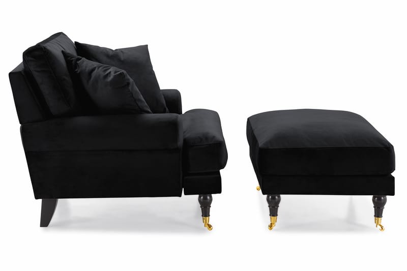 Andrew Fåtölj med Fotpall Sammet - Svart/Mässing - M öbler - Vardagsrum - Fåtöljer - Sammetsfåtölj
