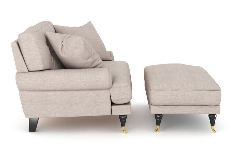 ANTHONY Fåtölj med Fotpall Beige/Krom - Möbler - Vardagsrum - Fåtöljer - Fåtölj med fotpall