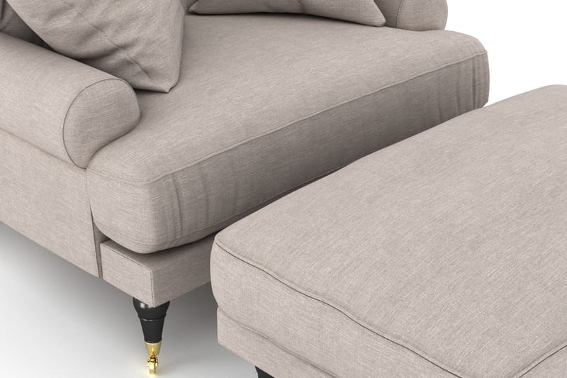 ANTHONY Fåtölj med Fotpall Beige/Krom - Möbler - Vardagsrum - Fåtöljer - Fåtölj med fotpall