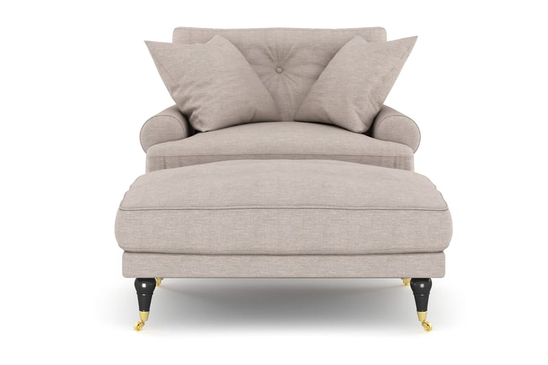 ANTHONY Fåtölj med Fotpall Beige/Mässing - Möbler - Vardagsrum - Fåtöljer - Fåtölj med fotpall