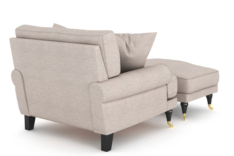 ANTHONY Fåtölj med Fotpall Beige/Mässing - Möbler - Vardagsrum - Fåtöljer - Fåtölj med fotpall