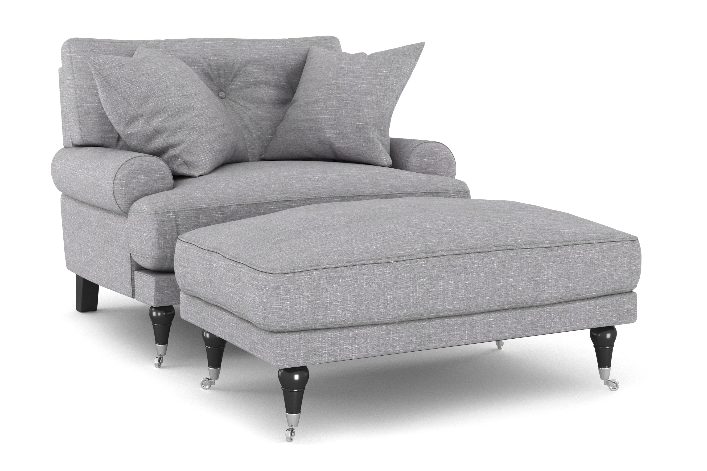 anthony fåtölj med fotpall ljusgrå/krom -